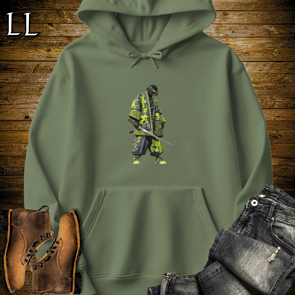 African Green Street Samurai Hooded Sweatshirt - Military Green