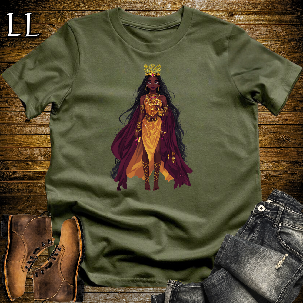 African 16 Bit Golden Queen Military Green | African Queen Tee