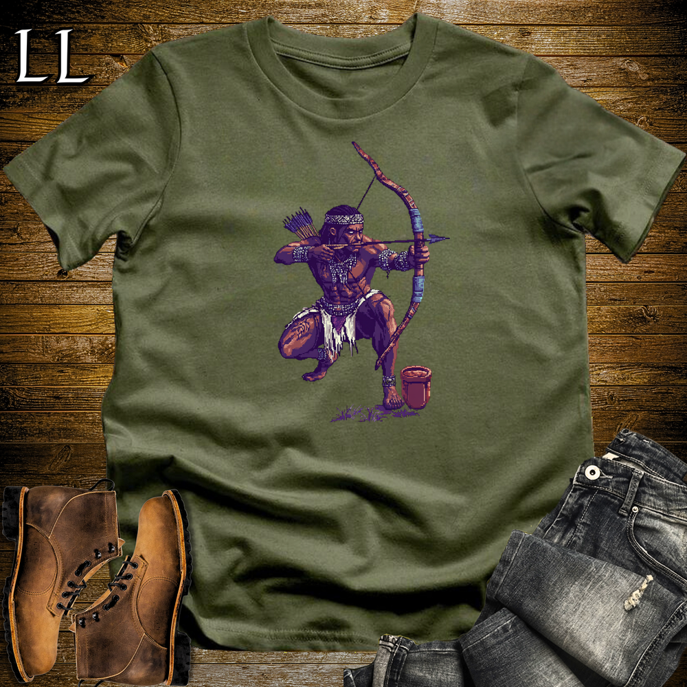 African 16 Bit Bow Warrior Military Green | African Warrior Tee