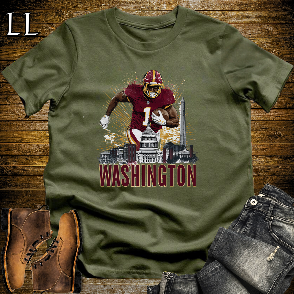 Washington Football Number 1 T Shirt - Military Green