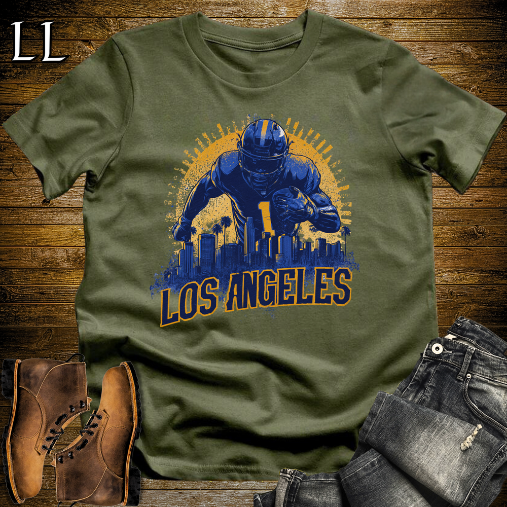 Los Angeles Football Number 1 T Shirt 2 - Military Green