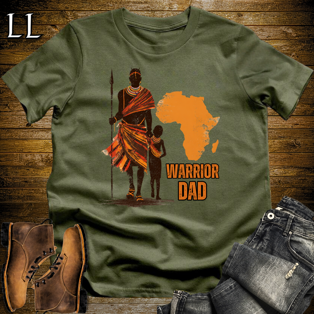 African Warrior Dad Softstyle T Shirt Military Green | Dad Gift African Tee