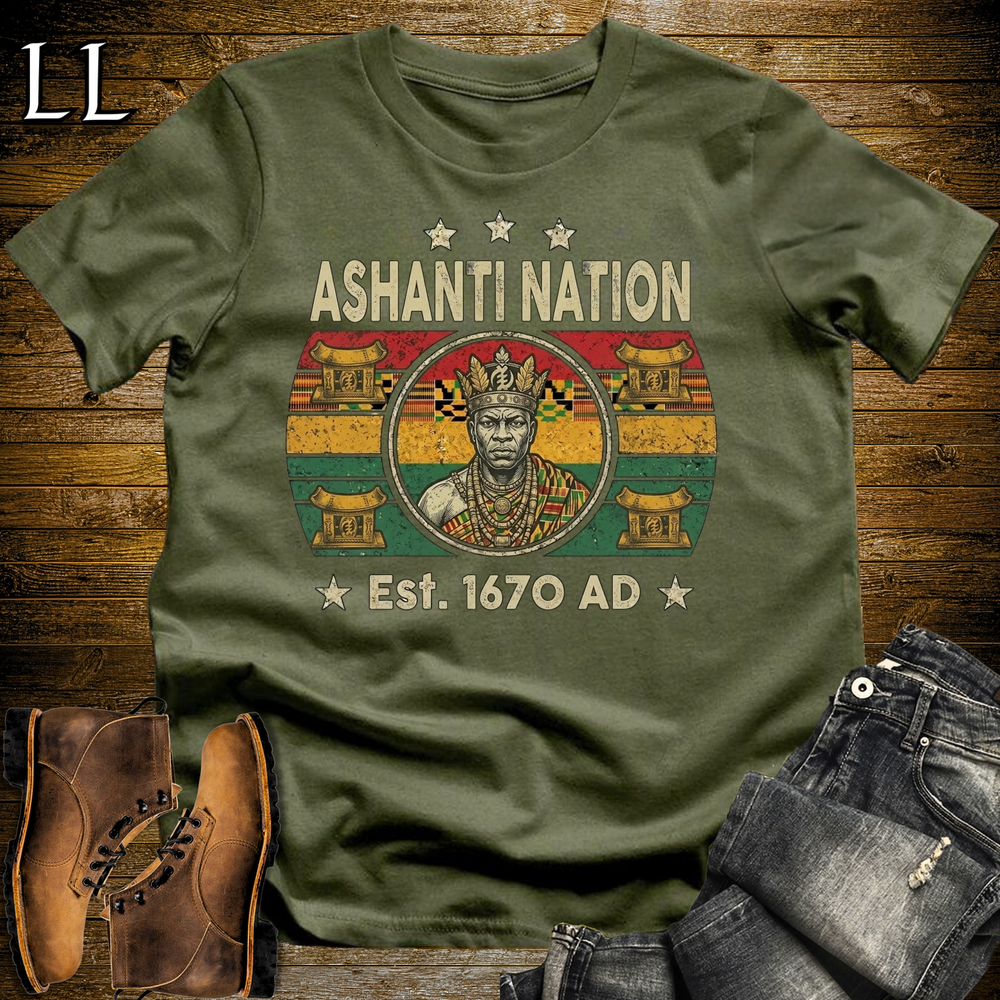African Ashanti Nation Softstyle T Shirt Military Green | Ashanti Warrior Pride Tee