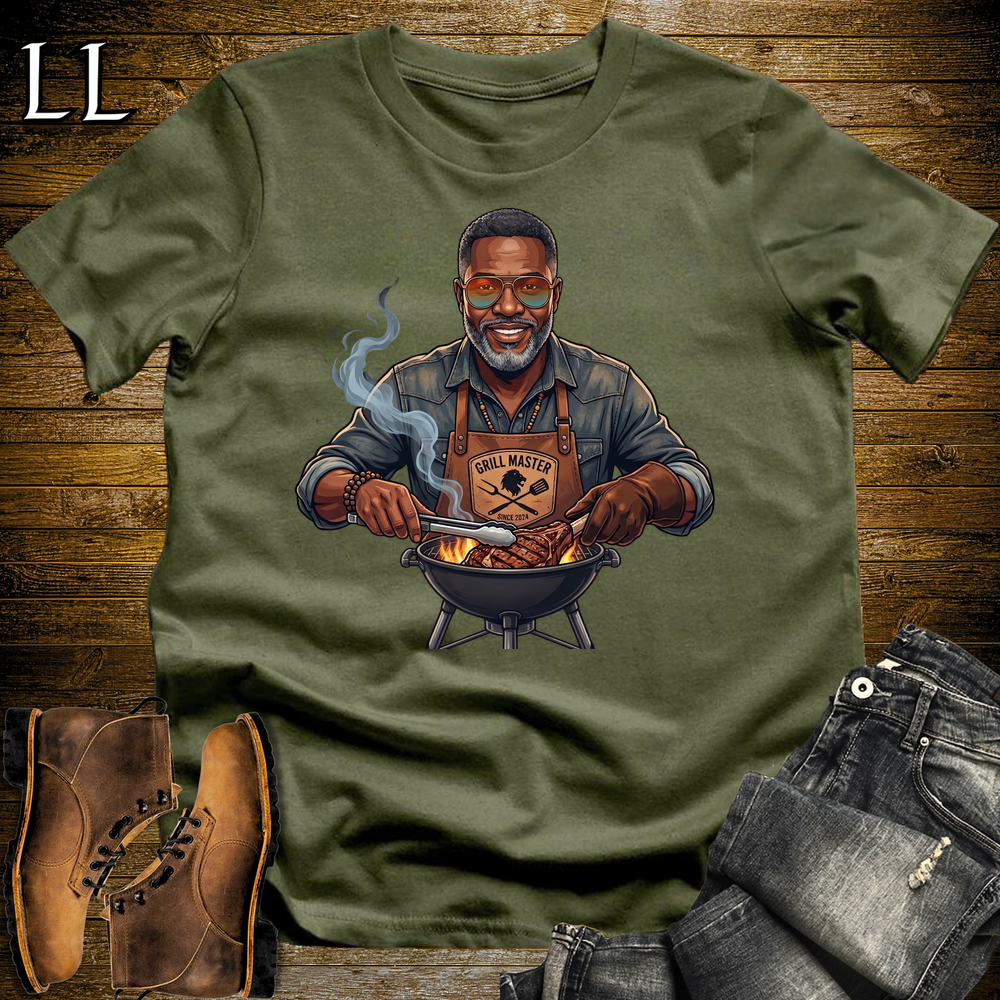 African Grill Master T Shirt Military Green | BBQ Gift African Tee