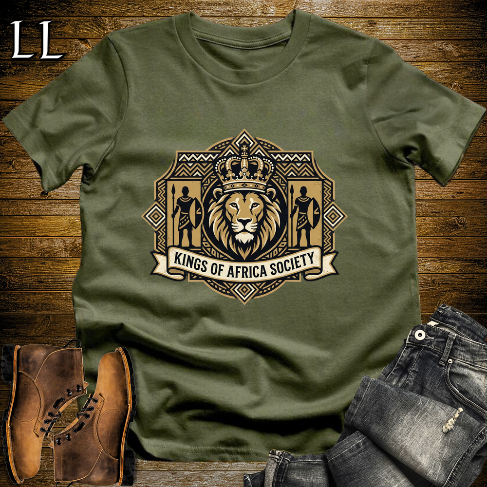 Kings Of Africa Society T Shirt Military Green | African King Gift