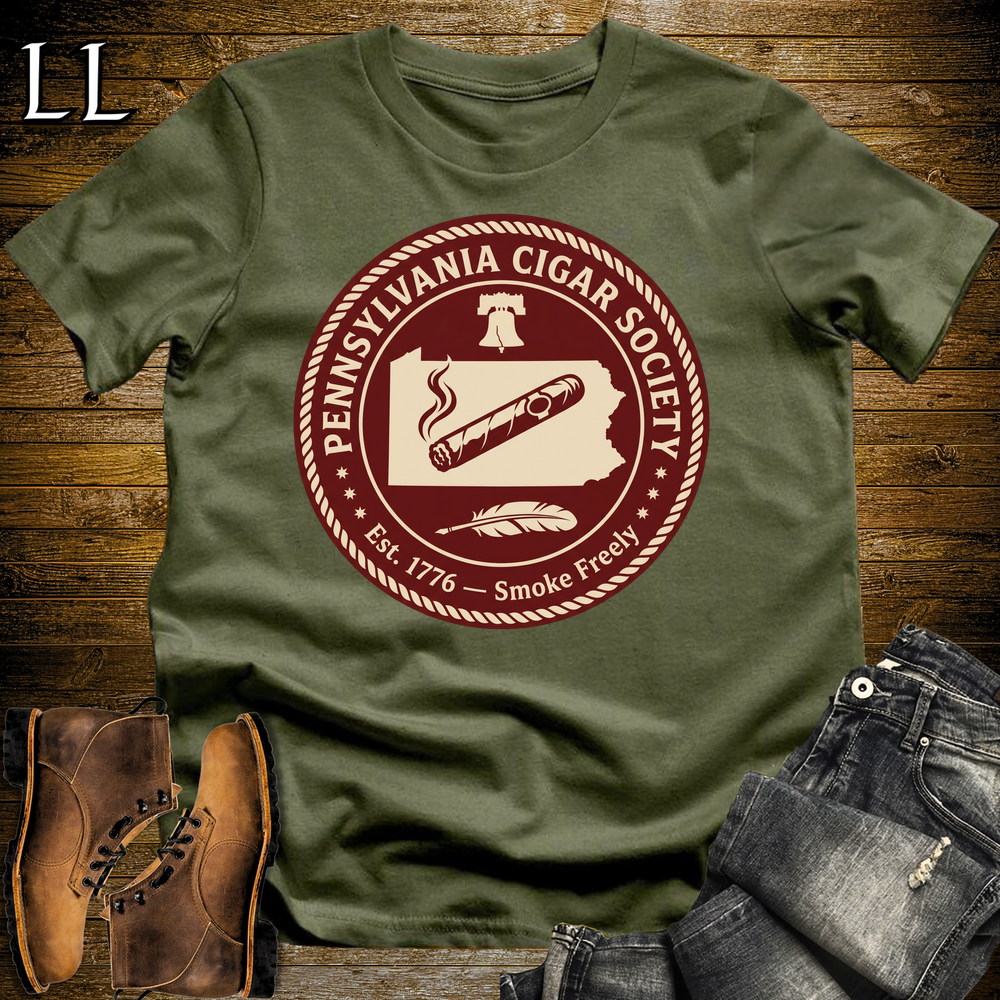 Pennsylvania Cigar Society T Shirt Military Green | Cigar Lover Gift
