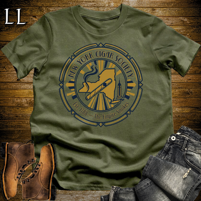 New York Cigar Society T Shirt Military Green | Cigar Lover Gift