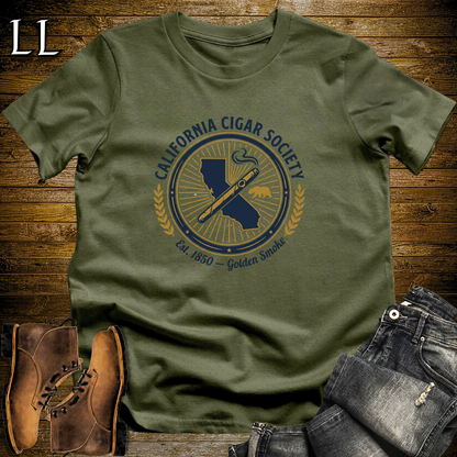 California Cigar Society Shirt Military Green | CA Cigar Lover Tee