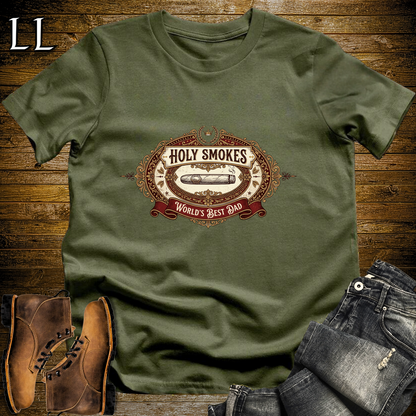 Holy Smokes Worlds Best Dad Cigar Softstyle Tee Military Green | Best Cigar Dad Tee