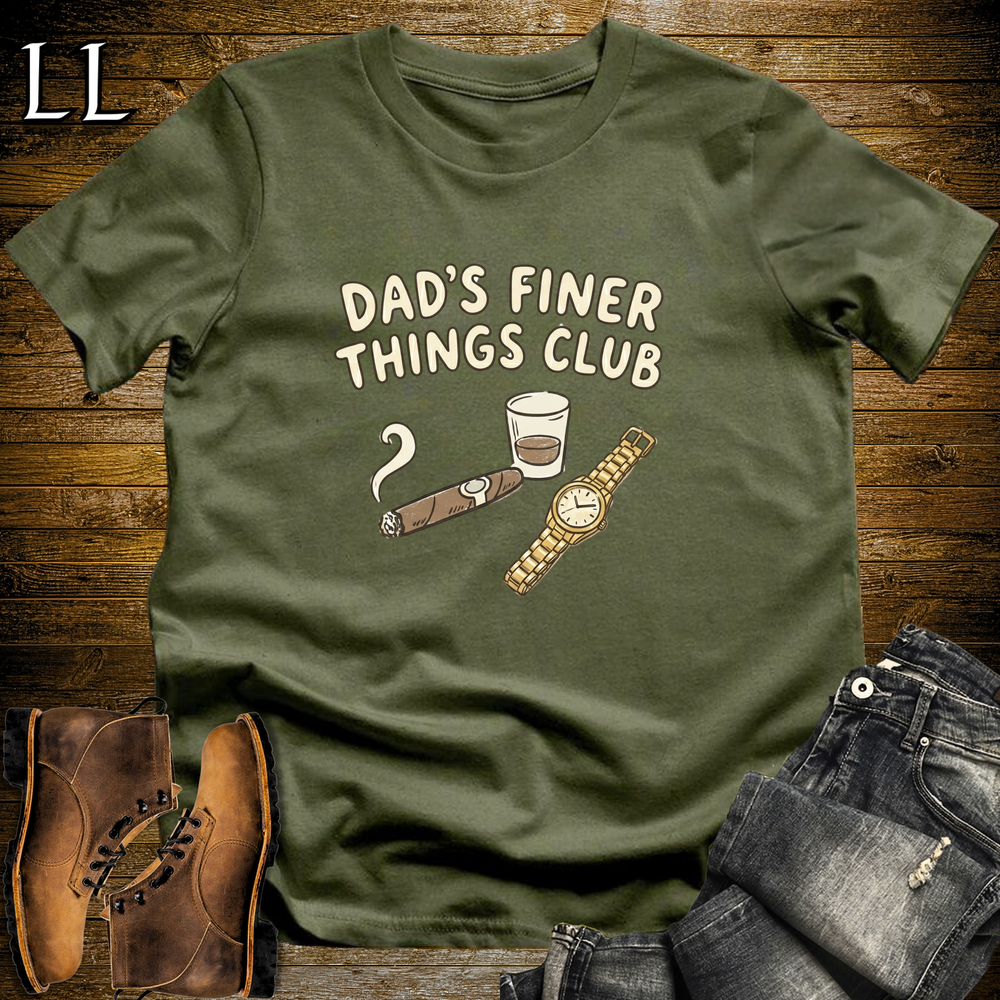 Dads Finer Thing Club Cigar Softstyle Tee Military Green | Cigar Dad Club Tee