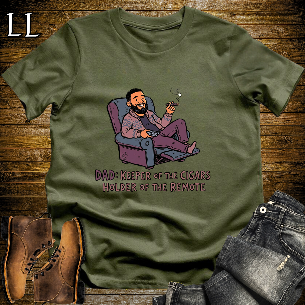 Dad Keeper Of Cigars Softstyle Tee Military Green | Funny Cigar Dad Tee