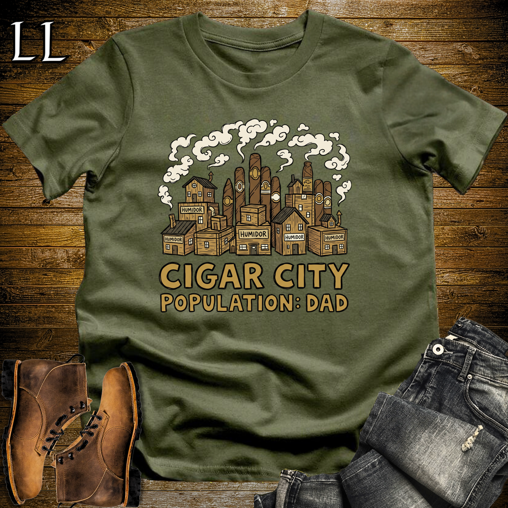 Cigar City Softstyle Tee Military Green | Cigar Lover Graphic Tee