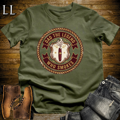 Dad The Legend Who Smokes Cigar Softstyle Tee Military Green | Cigar Smoking Dad Tee