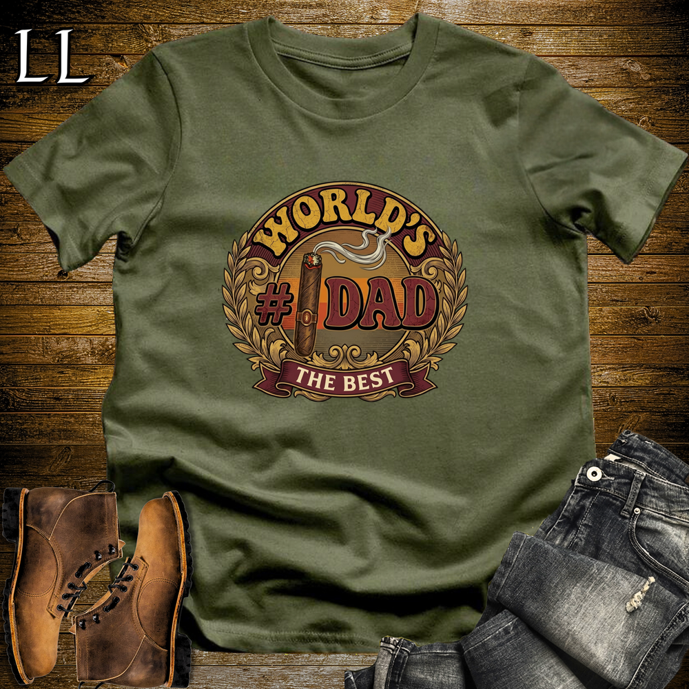 Worlds 1 Dad Cigar Softstyle Tee Military Green | Best Cigar Dad Tee