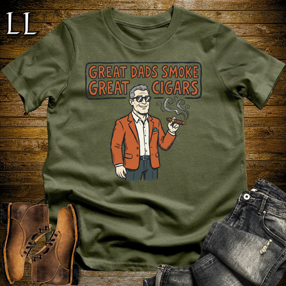 Great Dads Smoke Great Cigars Orange Softstyle Tee Military Green | Great Cigars Dad Tee