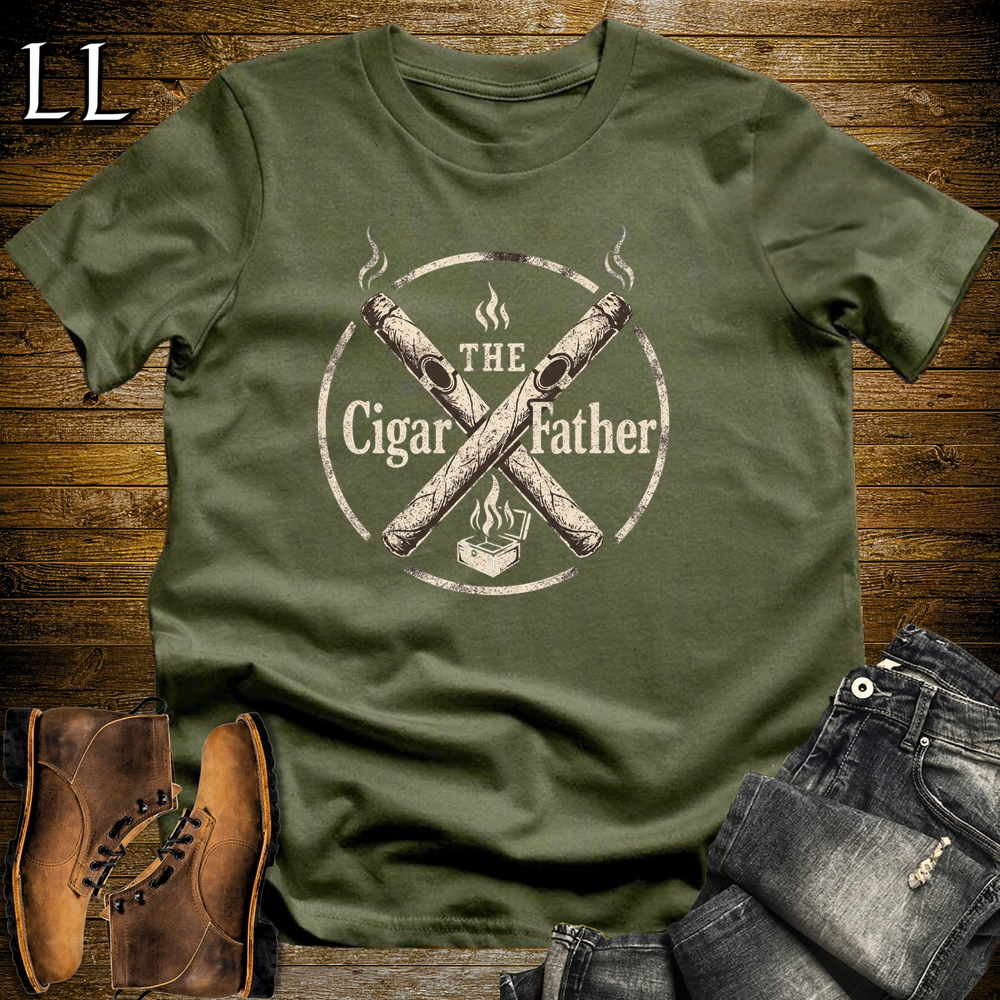 The Cigarfather Softstyle Tee Military Green | Cigar Boss Tee