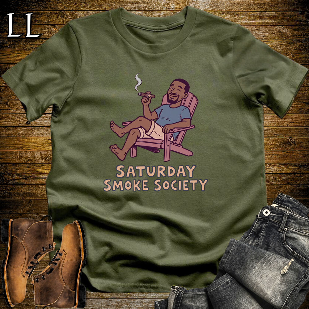 Saturday Smoke Society Purple Cigar Softstyle Tee Military Green | Weekend Cigar Club Tee