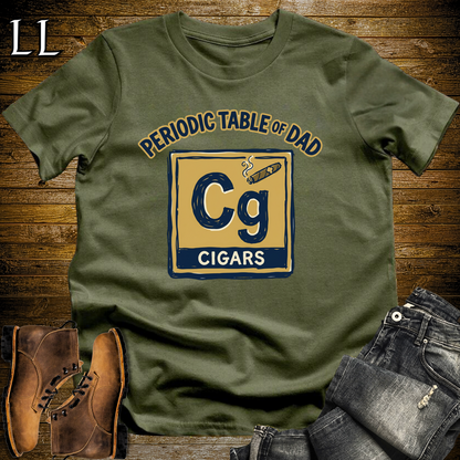 Periodic Table Of Dad Cigar Softstyle Tee Military Green | Funny Periodic Table Dad Tee