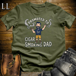 Promoted To Cigar Smoking Dad Softstyle Tee Military Green | New Dad Cigar Tee