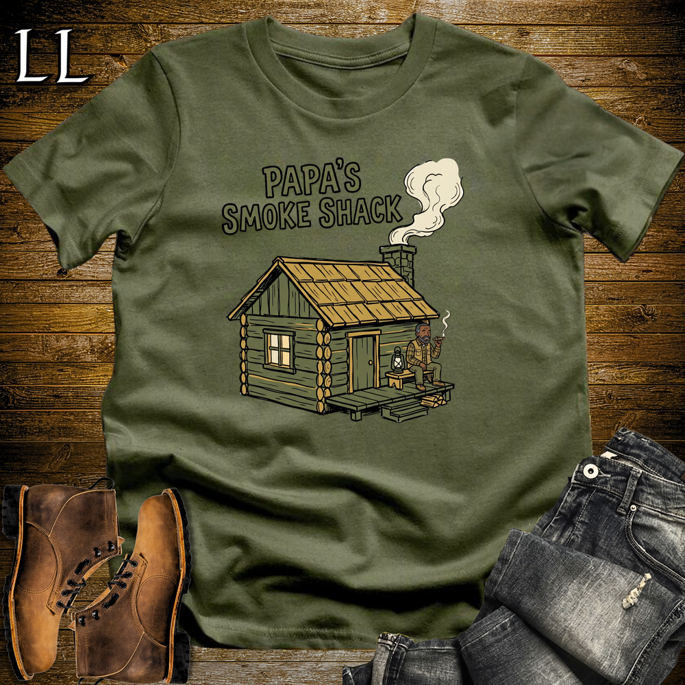 Papas Smoke Shack Cigar Softstyle Tee Military Green | Cigar Lounge Dad Tee