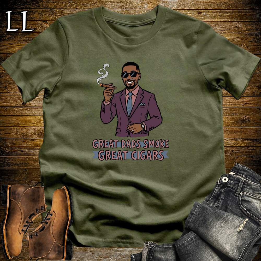 Great Dads Smoke Great Cigars Purple Softstyle Tee Military Green | Great Cigars Dad Tee