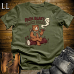 Papa Bears Smoke Break Cigar Softstyle Tee Military Green | Cigar Dad Bear Tee