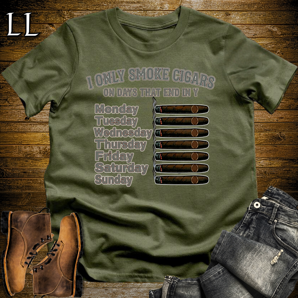 Cigars On Days Softstyle T Shirt Military Green | Cigar Lover Gift Shirt