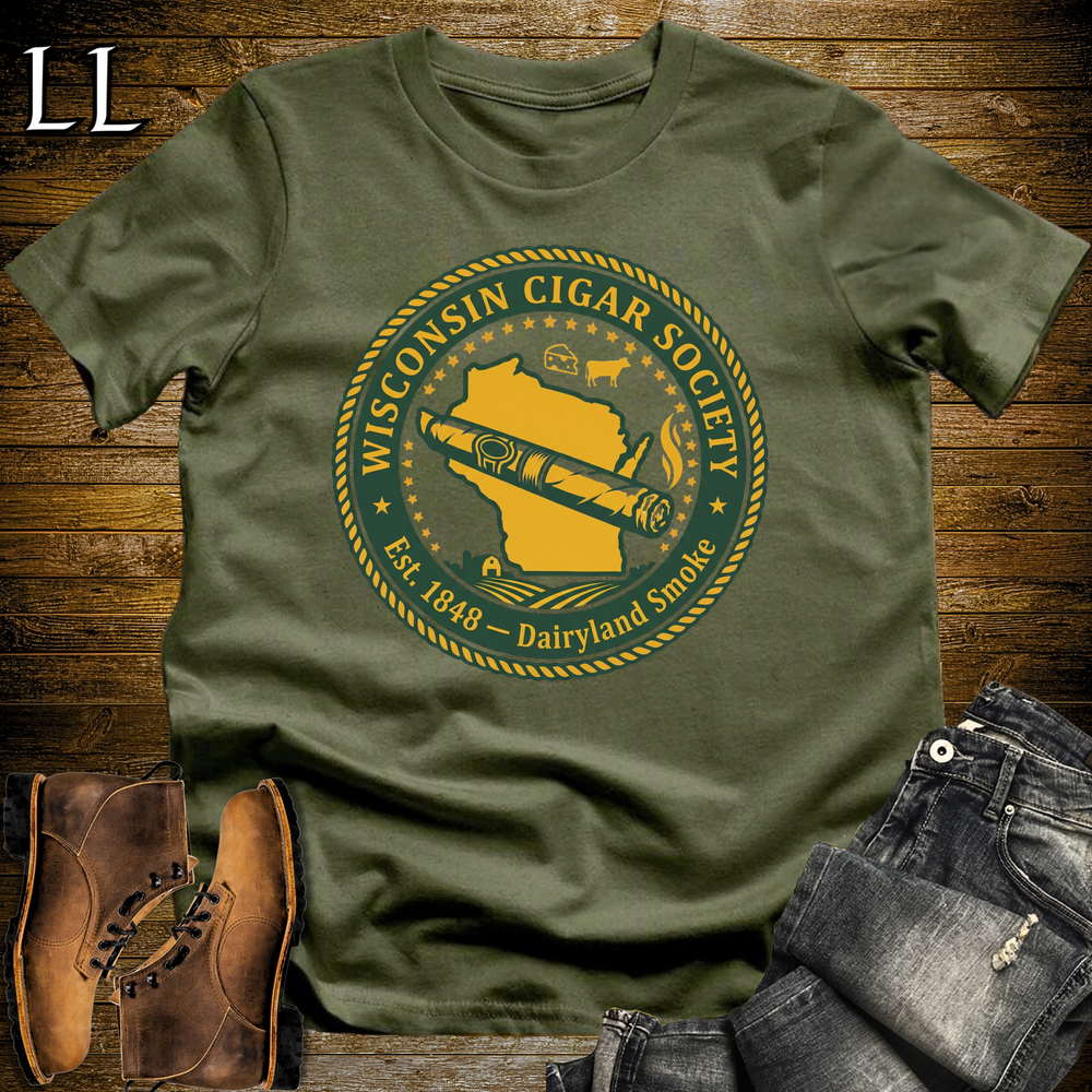 Wisconsin Cigar Society Softstyle T Shirt Military Green | Cigar Lover Gift Tee