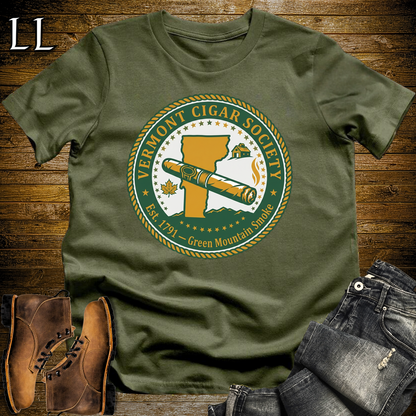 Vermont Cigar Society Softstyle T Shirt Military Green | Cigar Lover Gift Tee