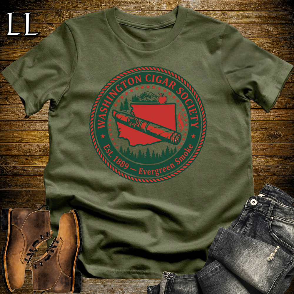 Washington Cigar Society Softstyle T Shirt Military Green | Cigar Lover Gift Tee