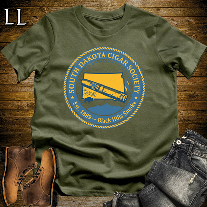 South Dakota Cigar Society Softstyle T Shirt Military Green | Cigar Lover Gift Tee