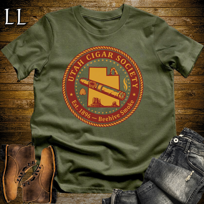 Utah Cigar Society Softstyle T Shirt Military Green | Cigar Lover Gift Tee