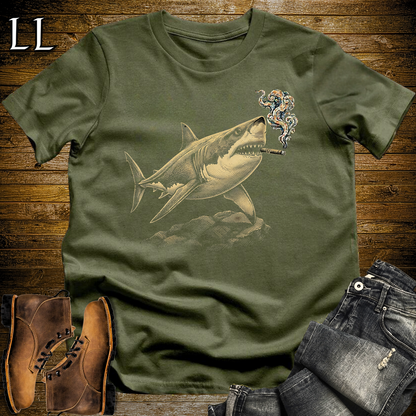 Vintage Cigar Shark Softstyle T Shirt Military Green | Funny Cigar Shirt