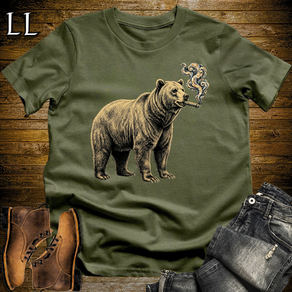 Vintage Cigar Grizzly Softstyle T Shirt Military Green | Funny Cigar Shirt