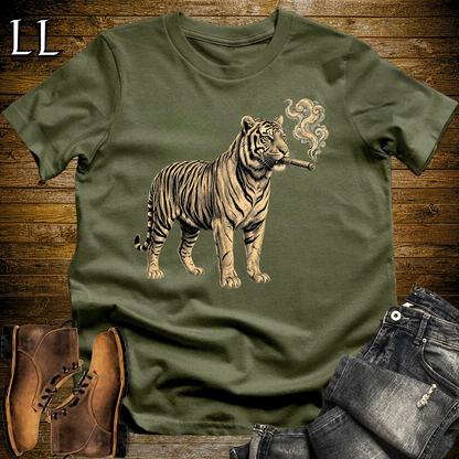 Vintage Cigar Tiger Softstyle T Shirt Military Green | Funny Cigar Shirt