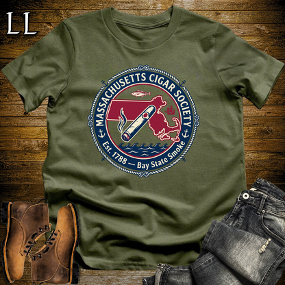 Massachusetts Cigar Society Softstyle T Shirt Military Green | Cigar Lover Gift Tee