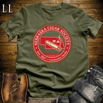 Nebraska Cigar Society Softstyle T Shirt Military Green | Cigar Lover Gift Tee