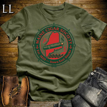 Maine Cigar Society Softstyle T Shirt Military Green | Cigar Lover Gift Tee