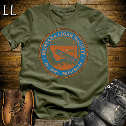 Montana Cigar Society Softstyle T Shirt Military Green | Cigar Lover Gift Tee