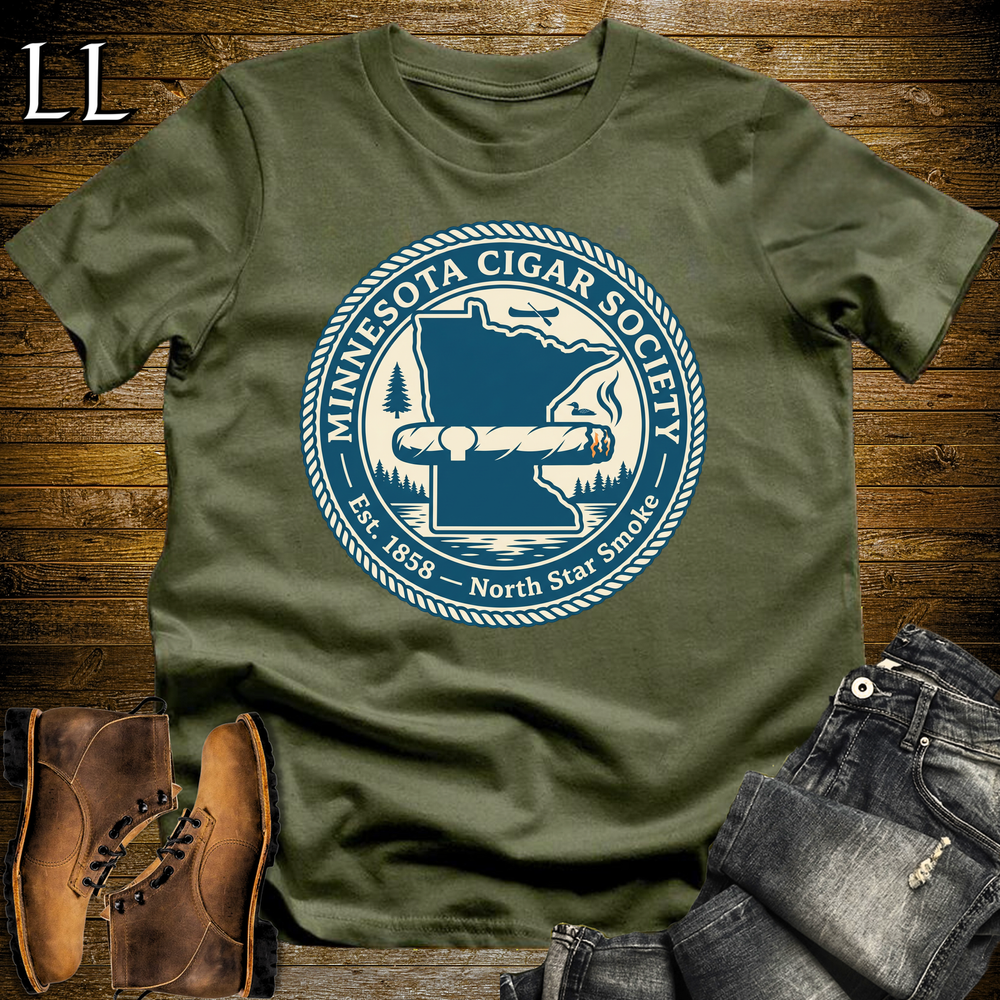 Minnesota Cigar Society Softstyle T Shirt Military Green | Cigar Lover Gift Tee