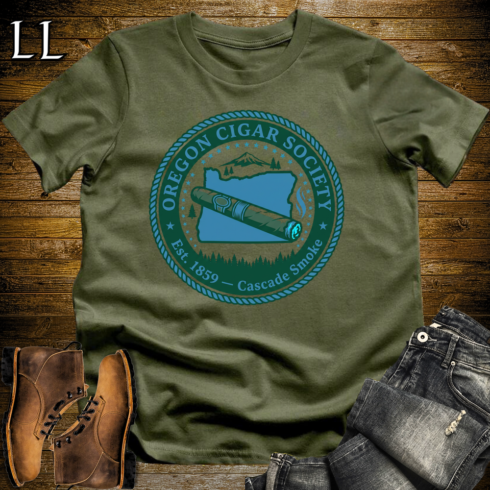 Oregon Cigar Society Softstyle T Shirt Military Green | Cigar Lover Gift Tee