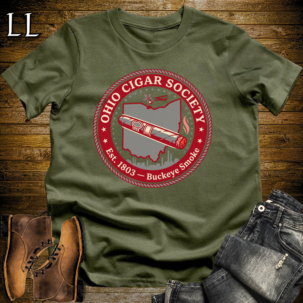 Ohio Cigar Society Softstyle T Shirt Military Green | Cigar Lover Gift Tee