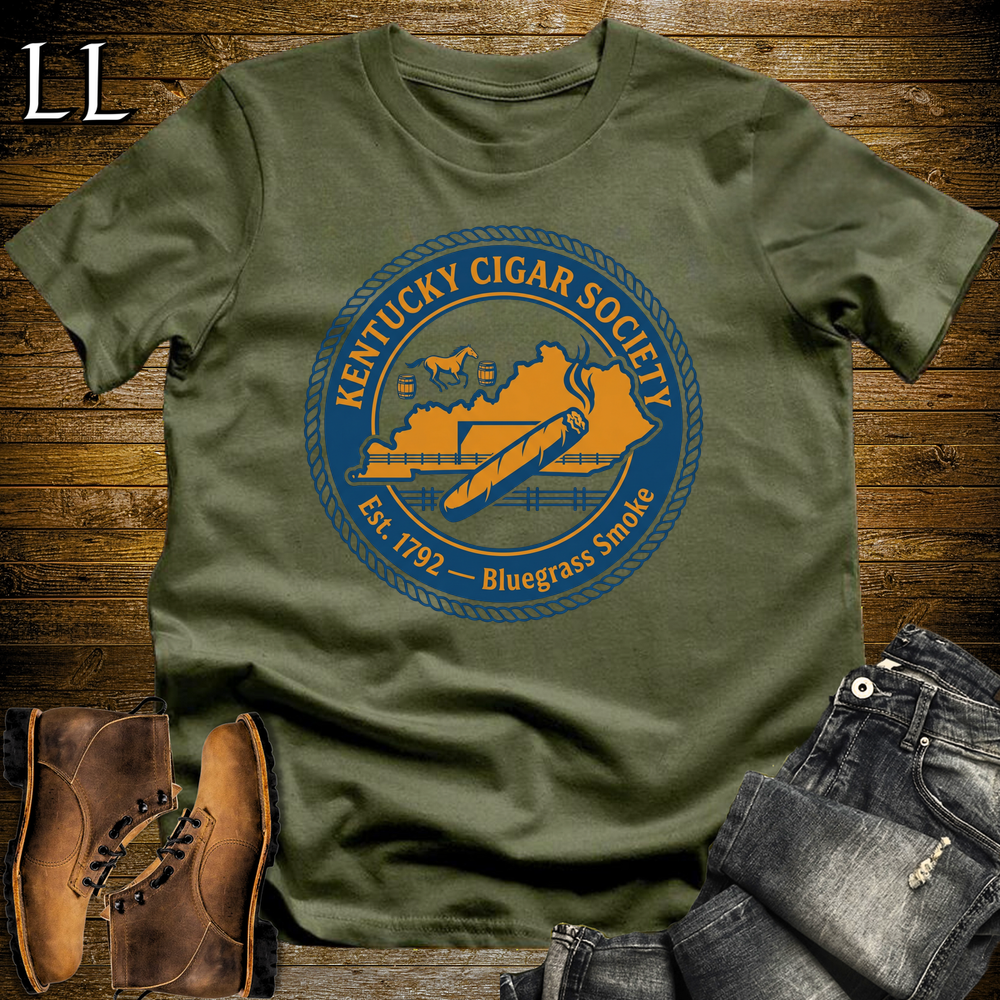Kentucky Cigar Society Softstyle T Shirt Military Green | Cigar Lover Gift Tee
