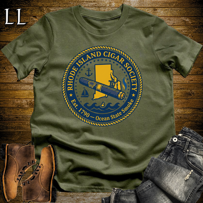 Rhode Island Cigar Society Softstyle T Shirt Military Green | Cigar Lover Gift Tee