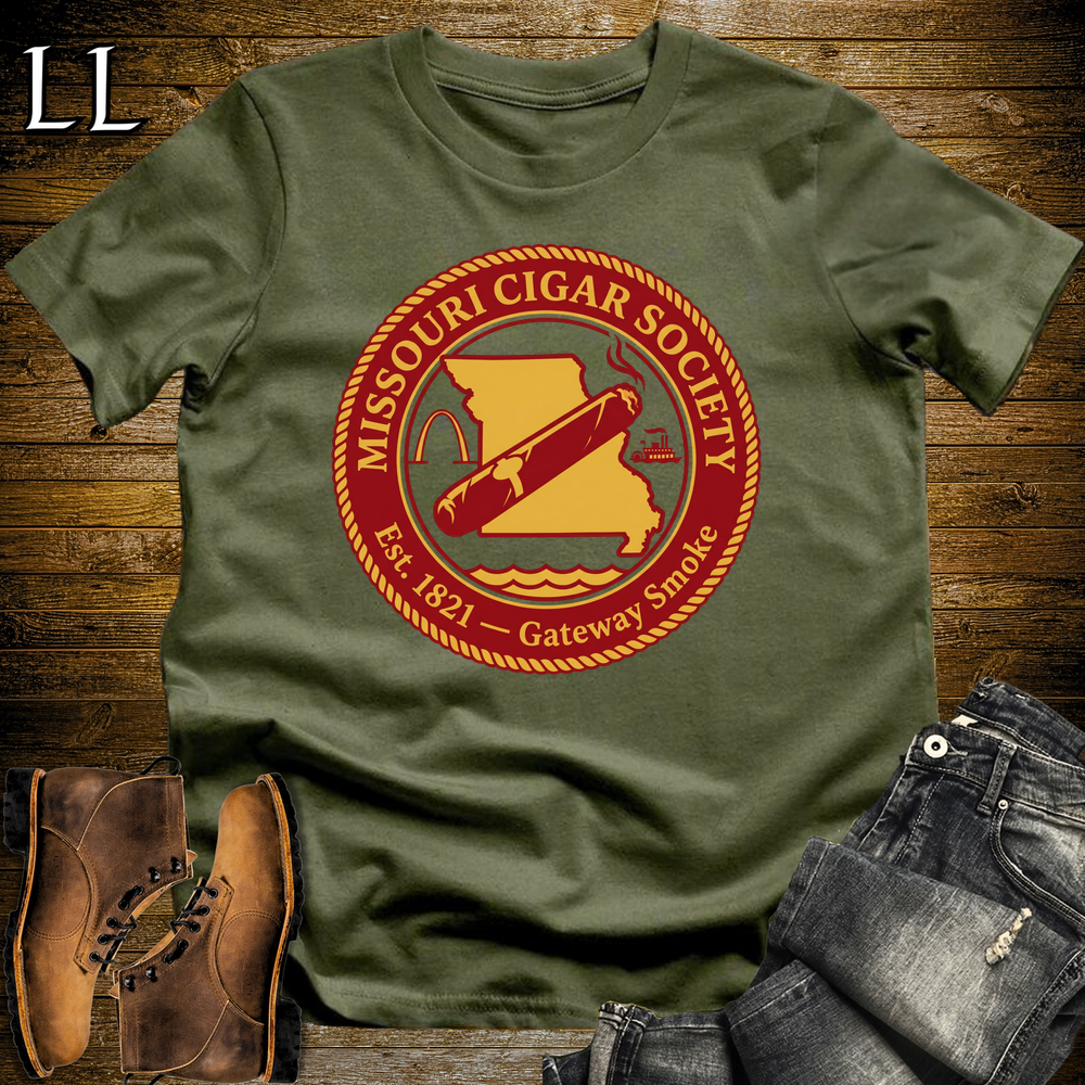 Missouri Cigar Society Softstyle T Shirt Military Green | Cigar Lover Gift Tee