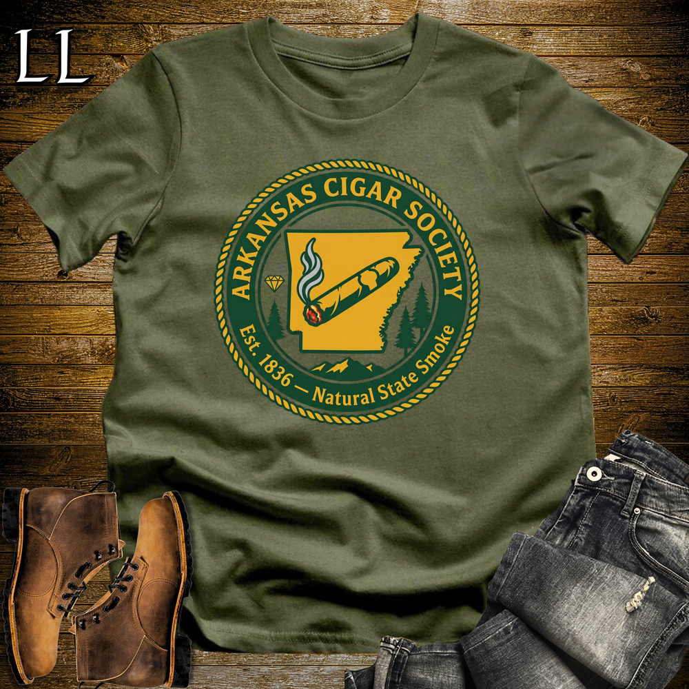 Arkansas Cigar Society Softstyle T Shirt Military Green | Cigar Lover Gift Tee