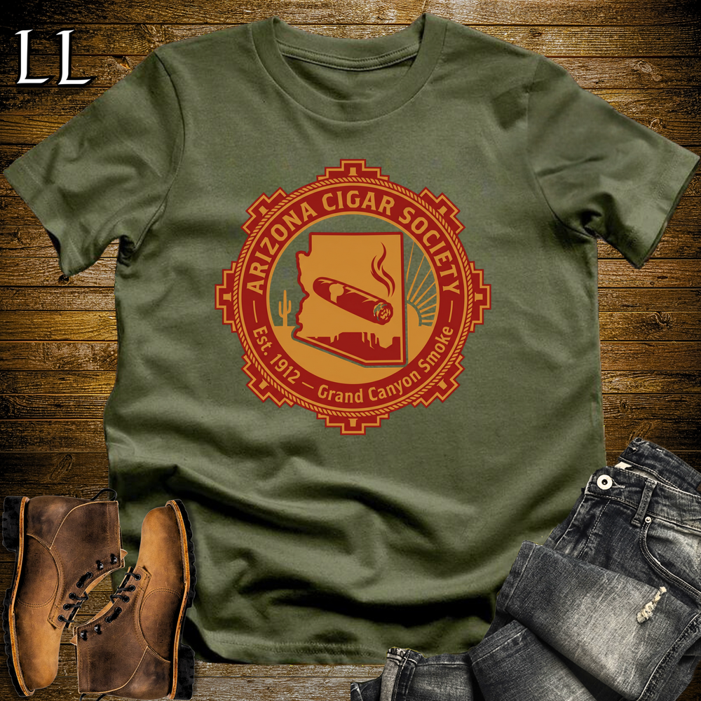 Arizona Cigar Society Softstyle T Shirt Military Green | Cigar Lover Gift Tee