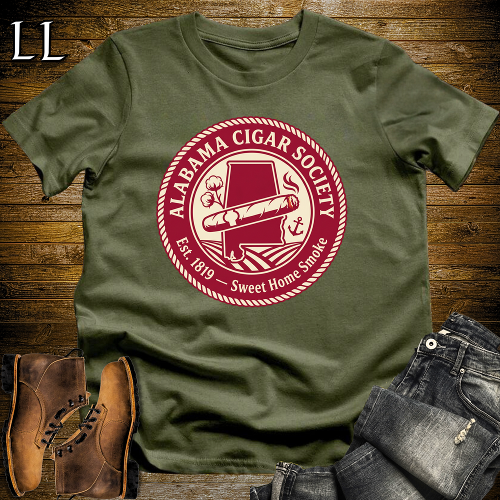 Alabama Cigar Society Softstyle T Shirt Military Green | Cigar Lover Gift Tee