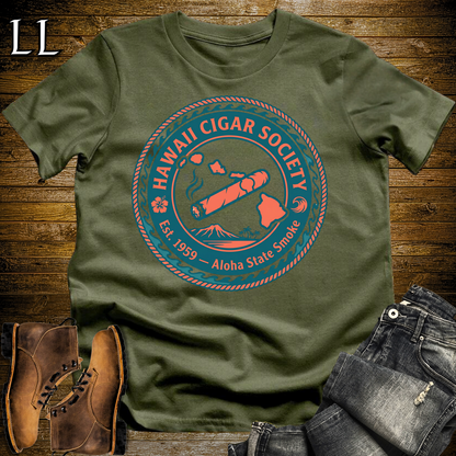 Hawaii Cigar Society Softstyle T Shirt Military Green | Cigar Lover Gift Tee