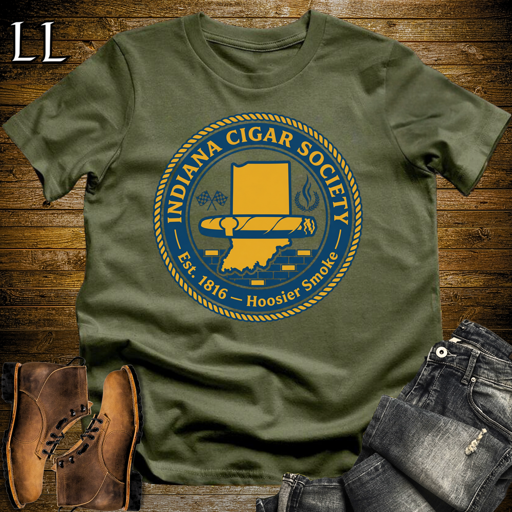 Indiana Cigar Society Softstyle T Shirt Military Green | Cigar Lover Gift Tee